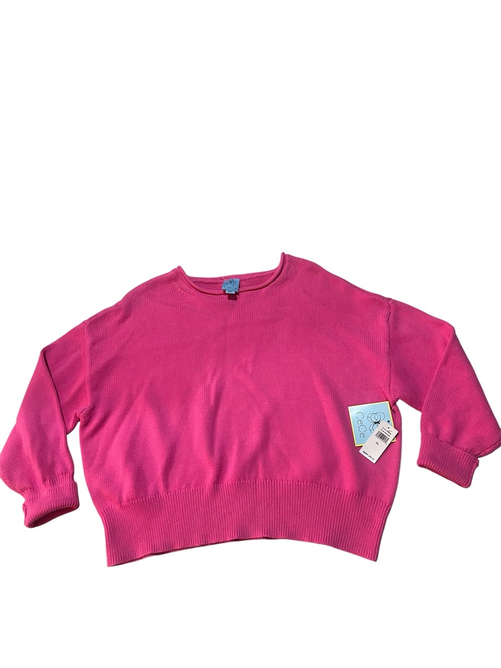 CECE CREW NECK KNIT SWEATER PINK BURST SIZE XL